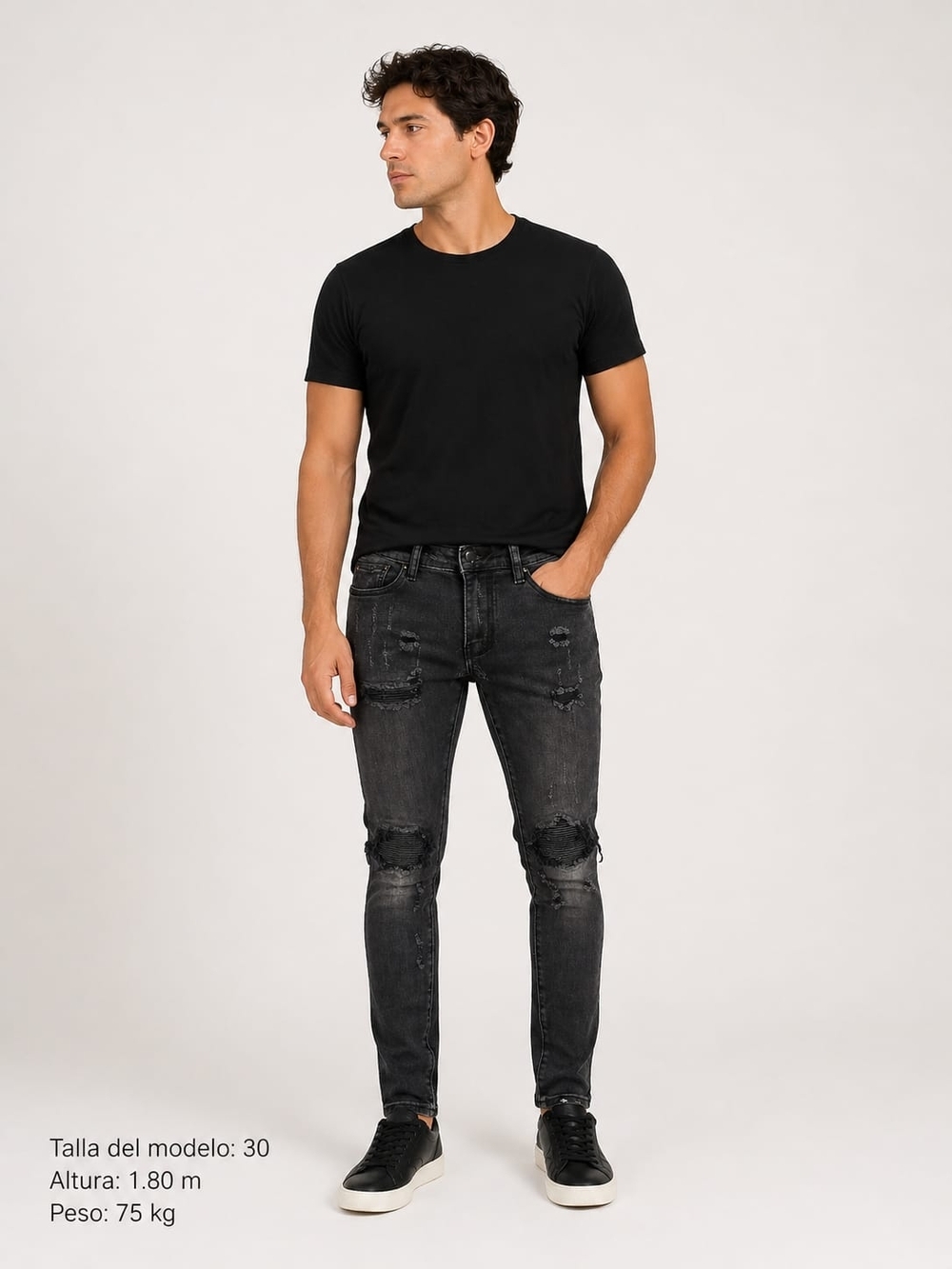 MNML Men's Skinny Ripped Jeans - Black